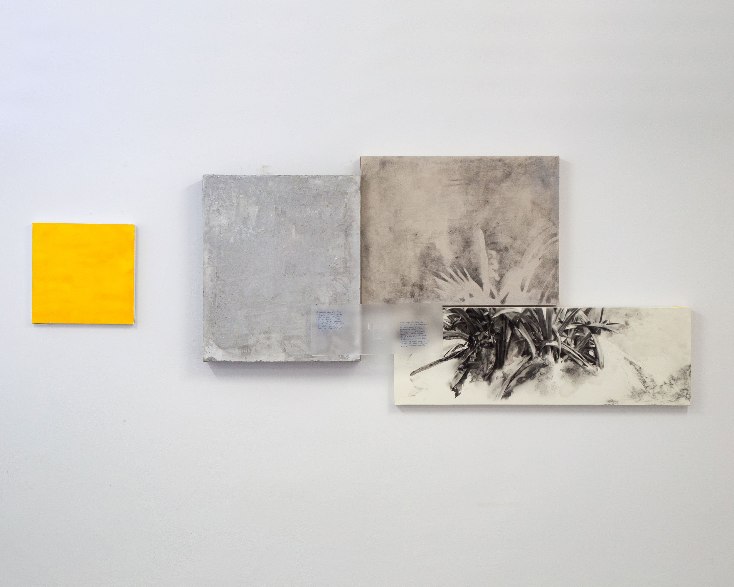 Configuration 1, 2024, Acrylic, charcoal and graphite on paper and canvas, 30” x 56”